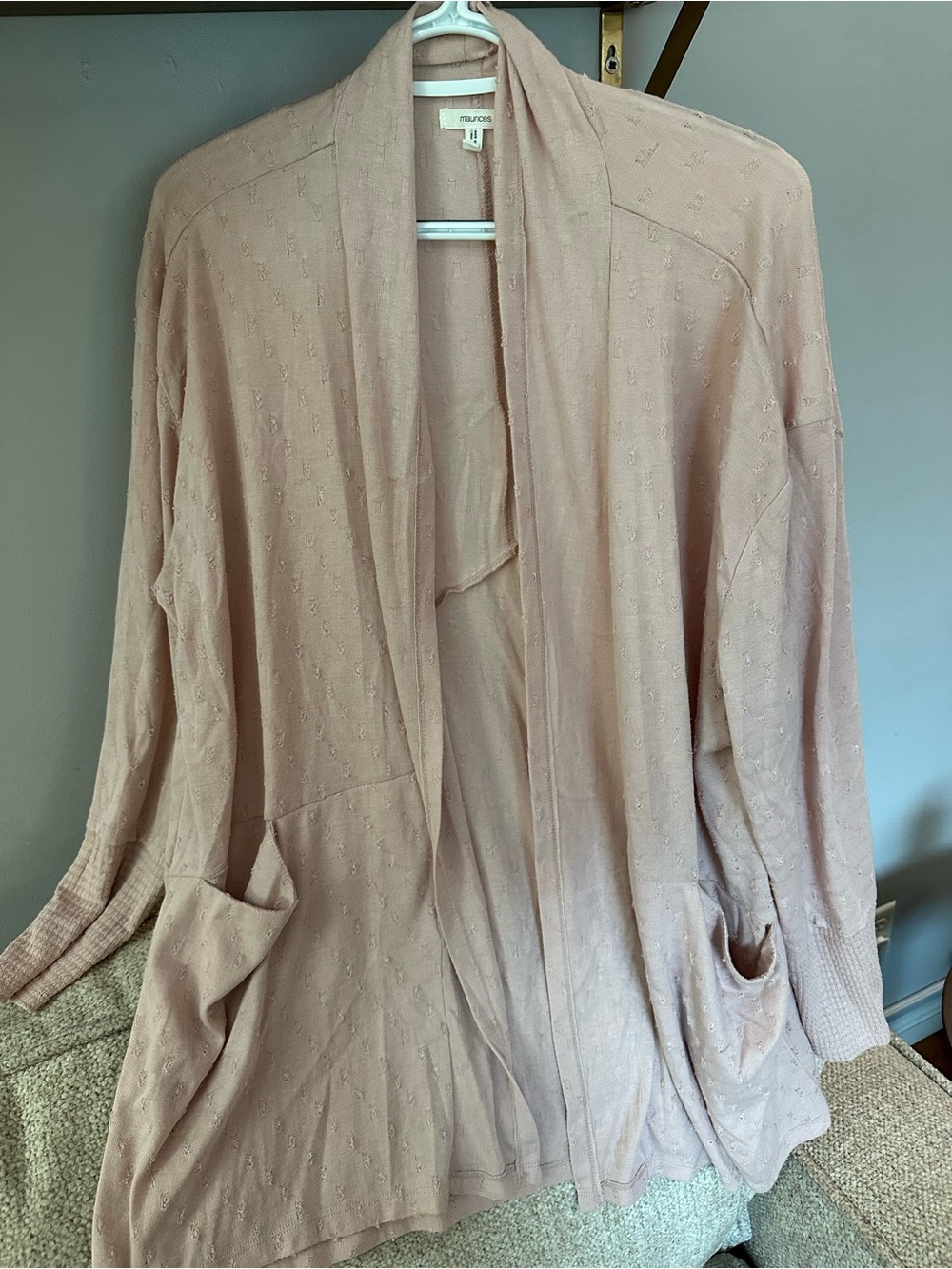 Maurices Blush Open-Front Lightweight Textured Cardigan